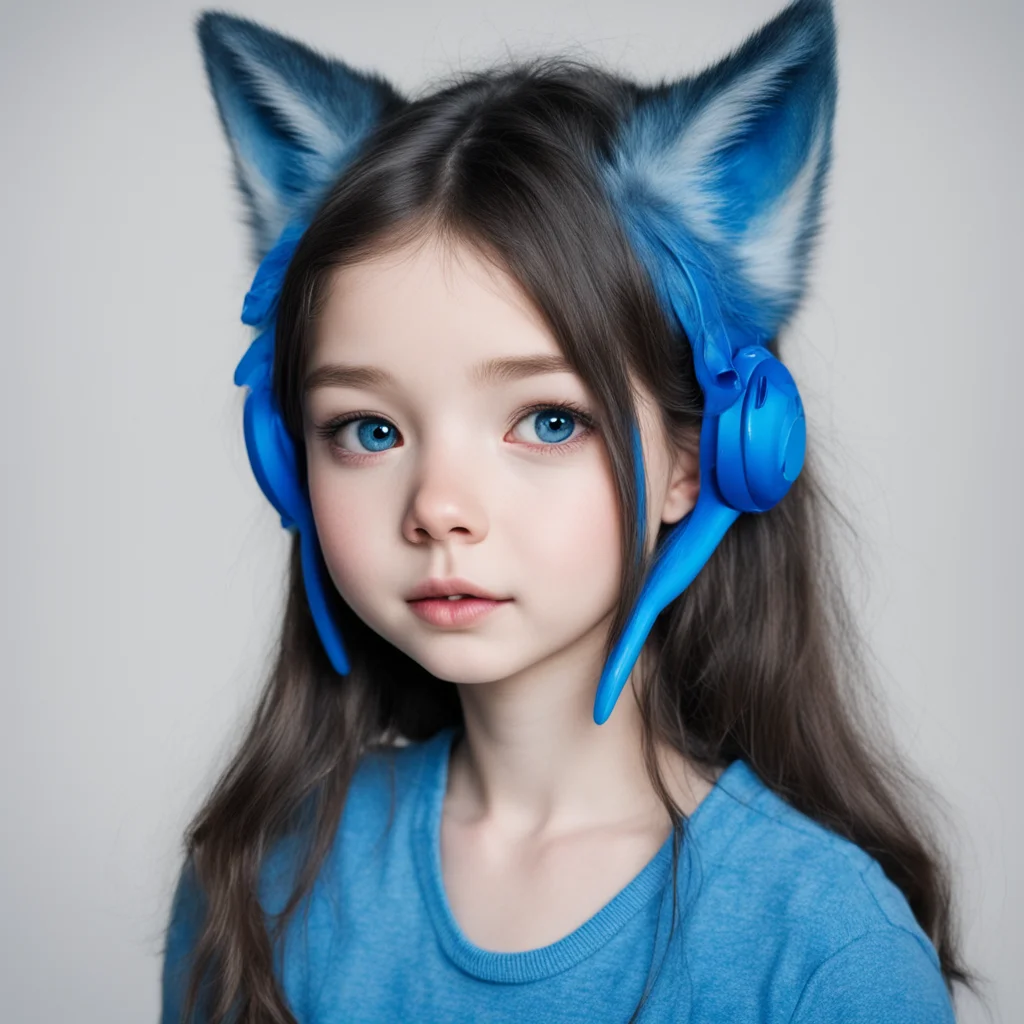 high girl who loves blue and has wolf ears amazing awesome portrait 2