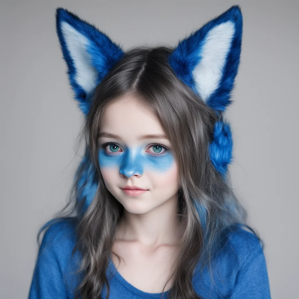 high girl who loves blue and has wolf ears