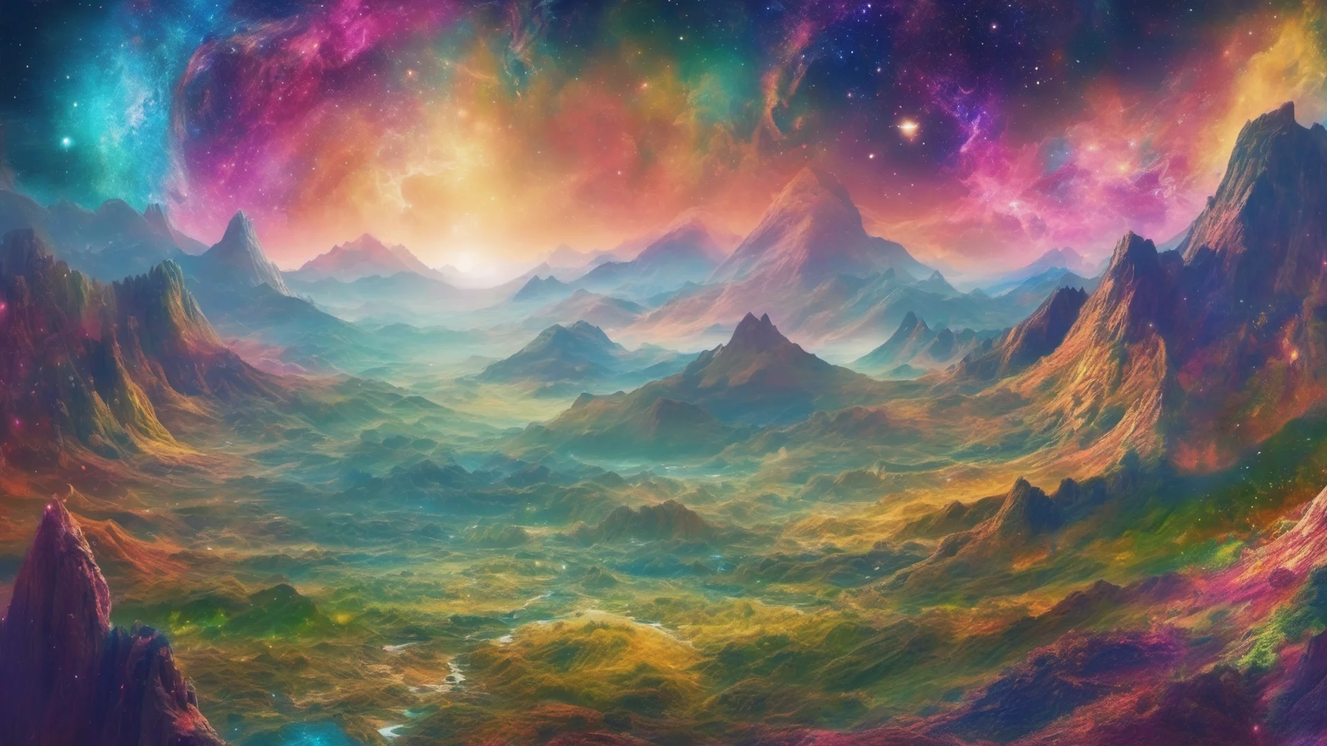 aihills valleys colorful fantasy universes galaxy visible confident engaging wow artstation art 3 wide