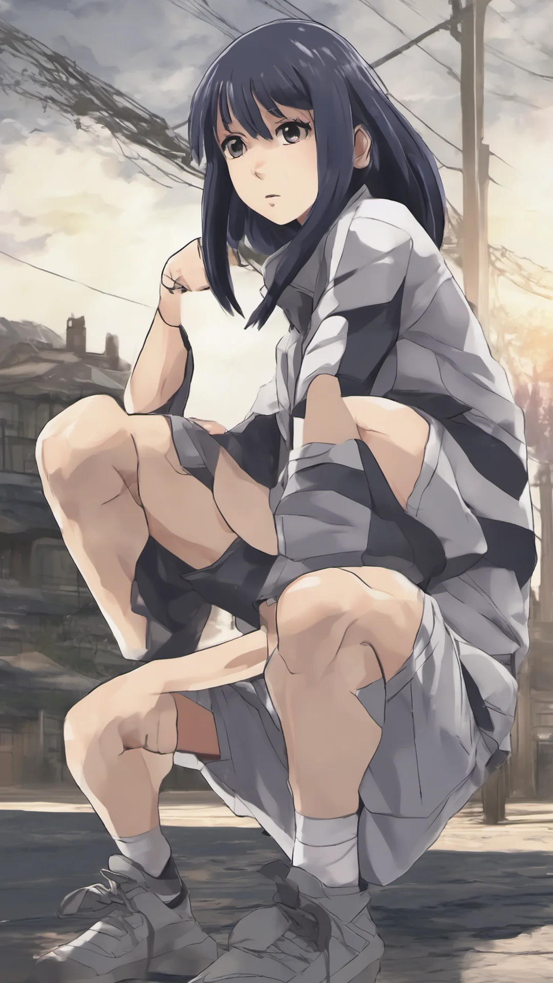 aihinata hyuga doing squat  tall
