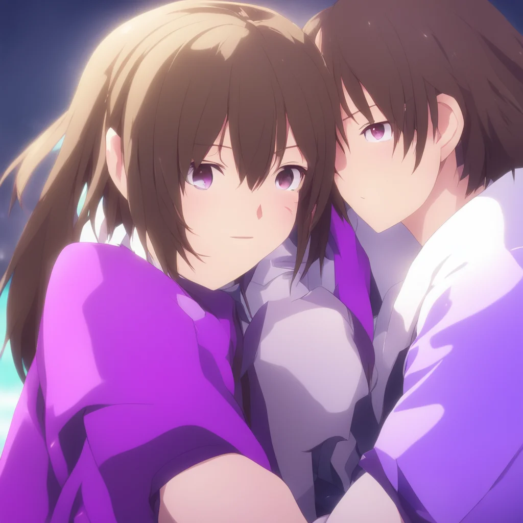 honkai blade and a girl with brown hair cuddling together