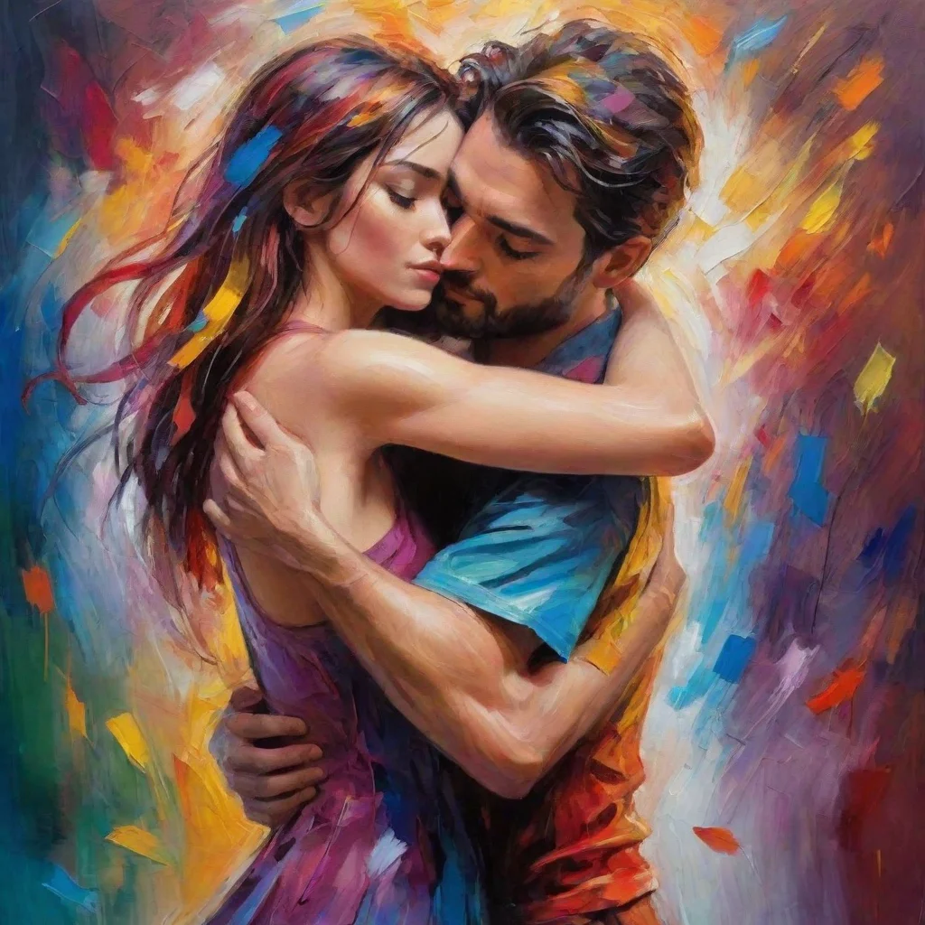 hugging hd characters amazing hd aesthetic best quality love colorful powerful artistic oil strokes