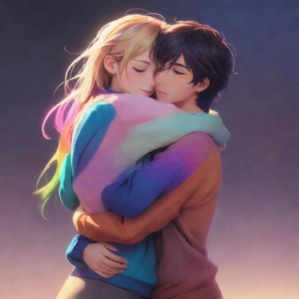 hugging hd characters amazing hd anome aesthetic best quality love colorful powerful 