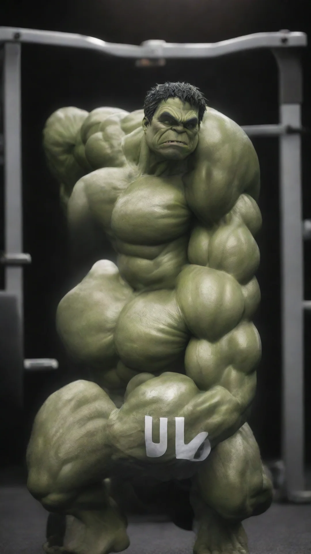 aihulk with white lable product and background moody gym hdtall