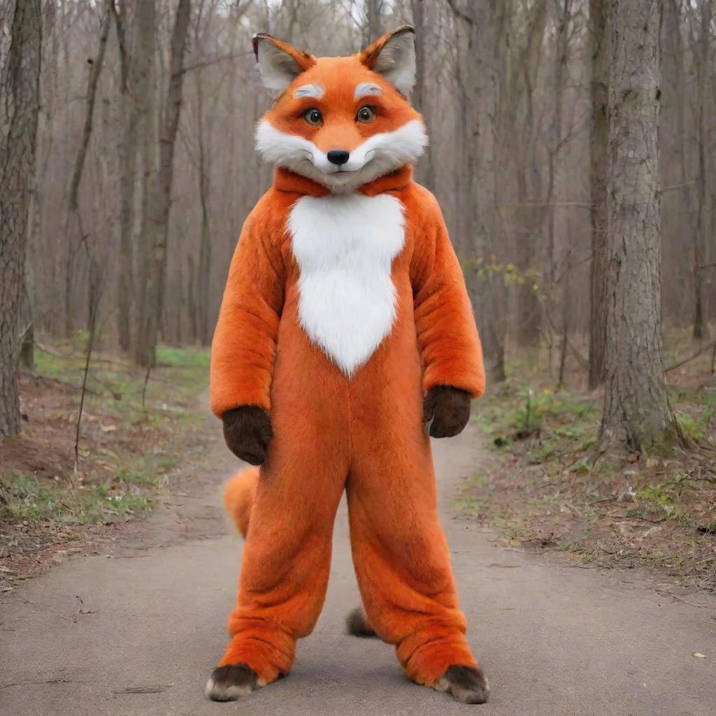 human male in a red fox fursuit