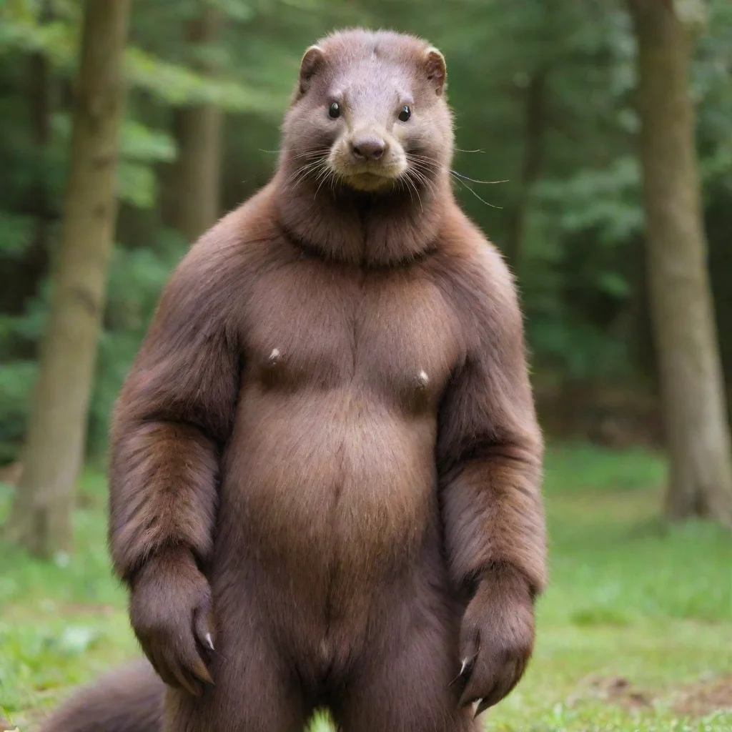 aihuman midtransformation giant brown furred mink