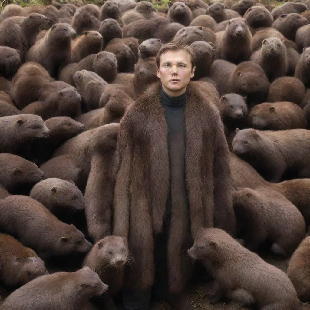 aihuman surrounded by giant minks
