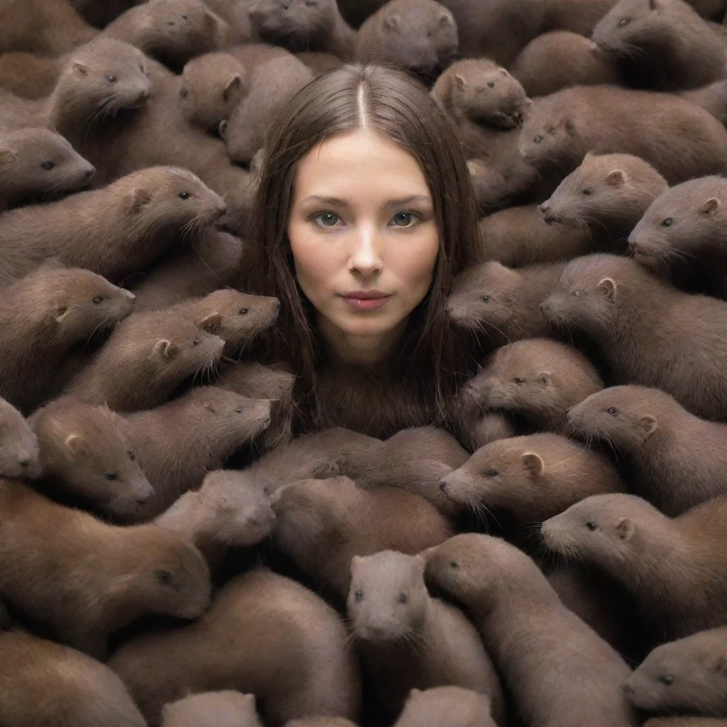 aihuman surrounded by minks