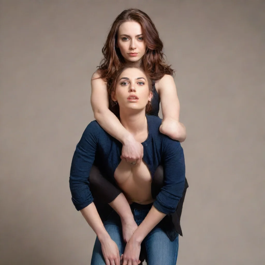 hyperralistic young dominant woman shoulderride