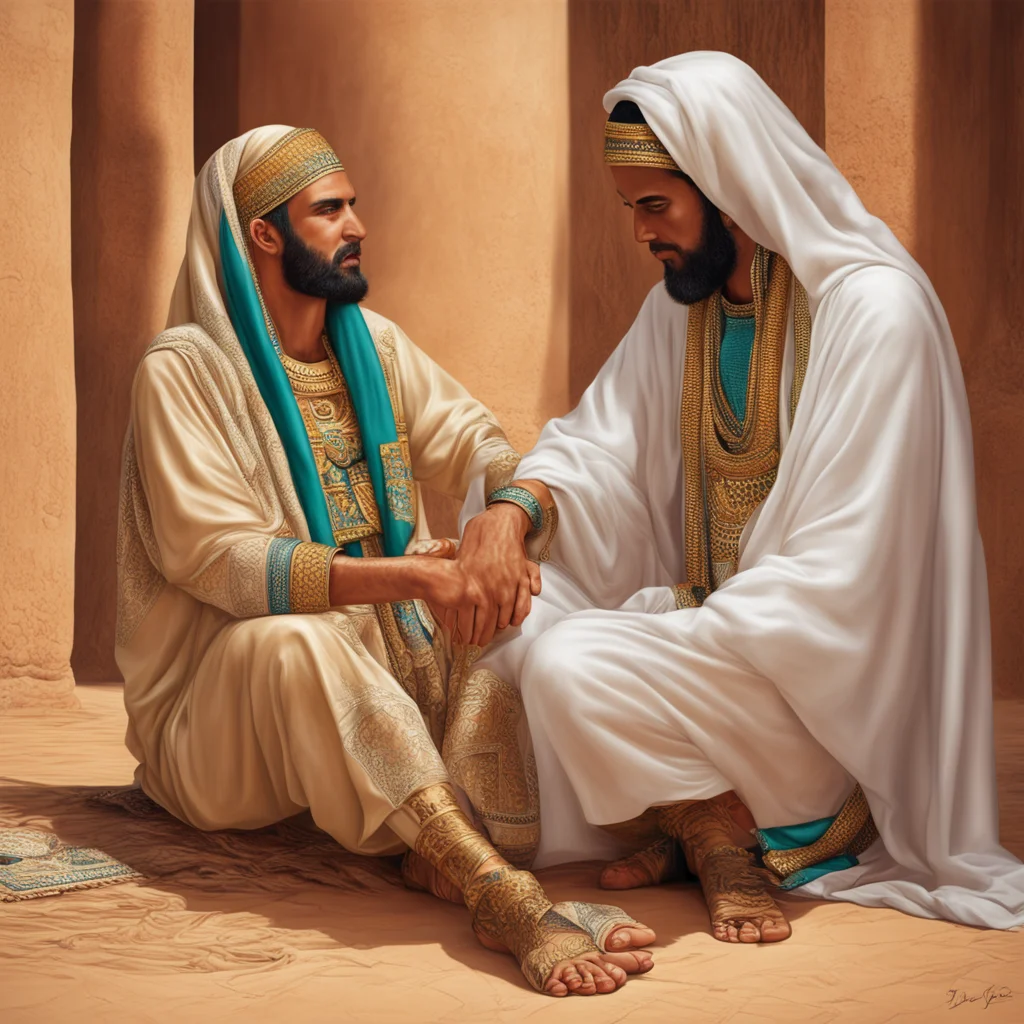 hyperrealistic portrait of a berber pharaonic lady puts her foot on the head of a saudi man amazing awesome portrait 2