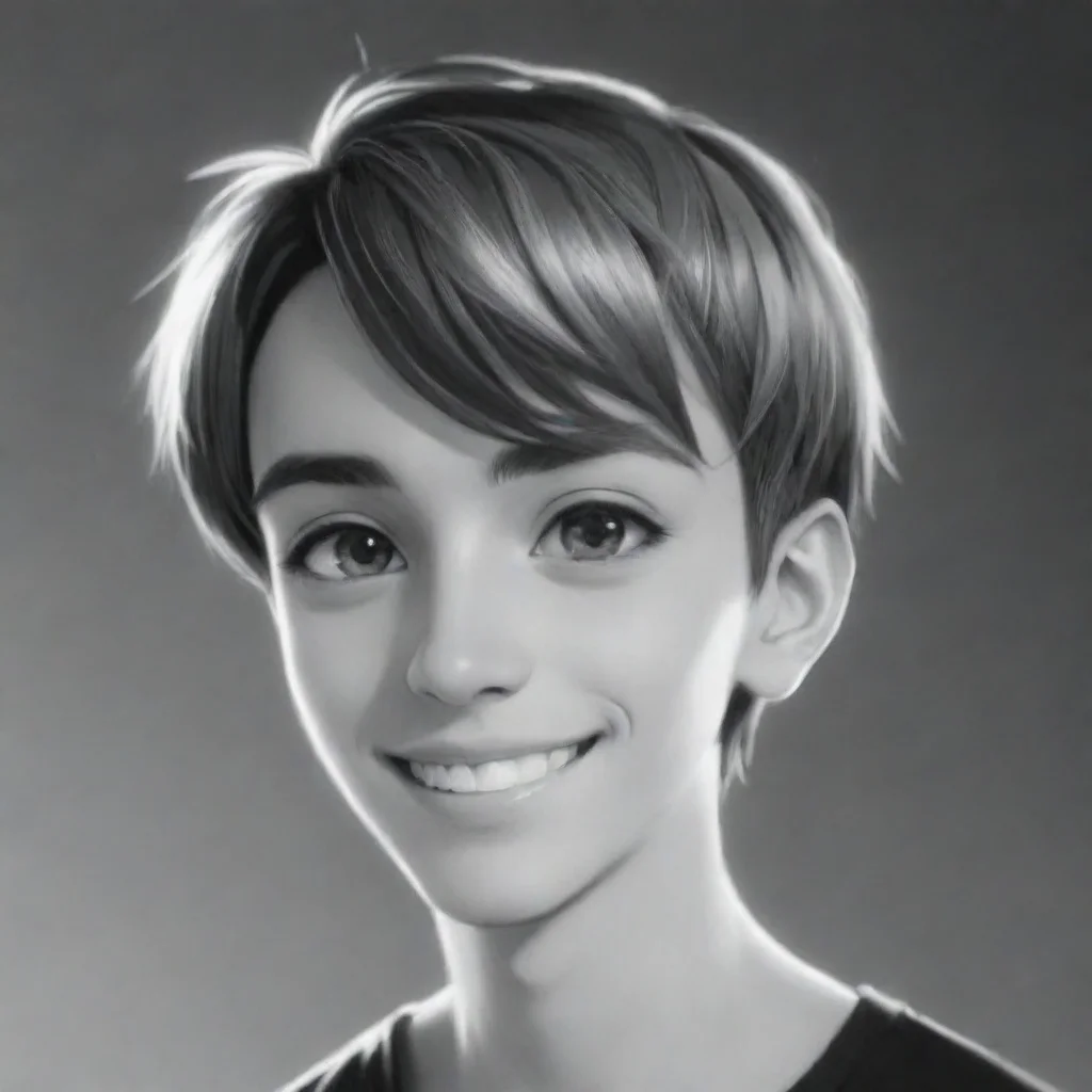 aiin the style of anime friendly guy black and white high contrast smile short hair anime kindhearted cartoon artistic style 1