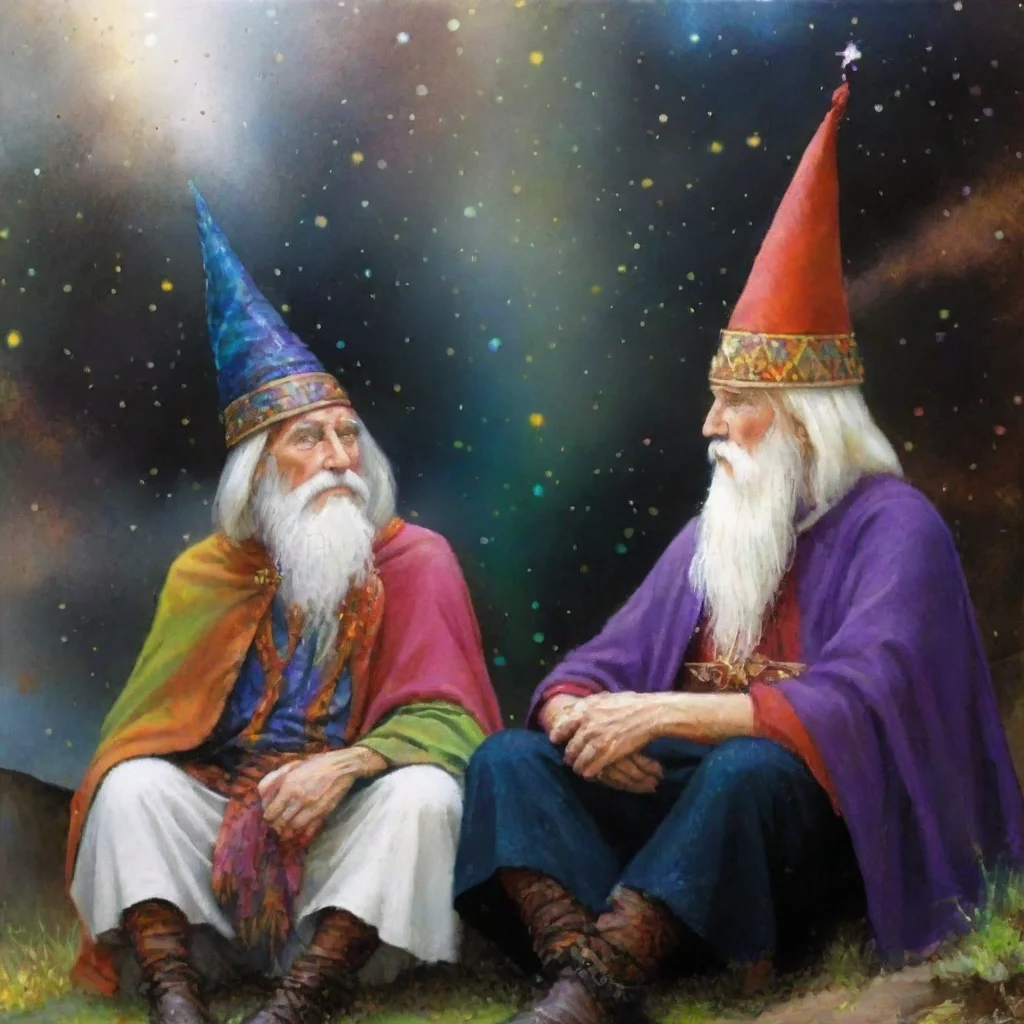 aiin the style of colorful wizards sitting two wizards epic realism colorful world fantasy lovely white beards artistic style 1