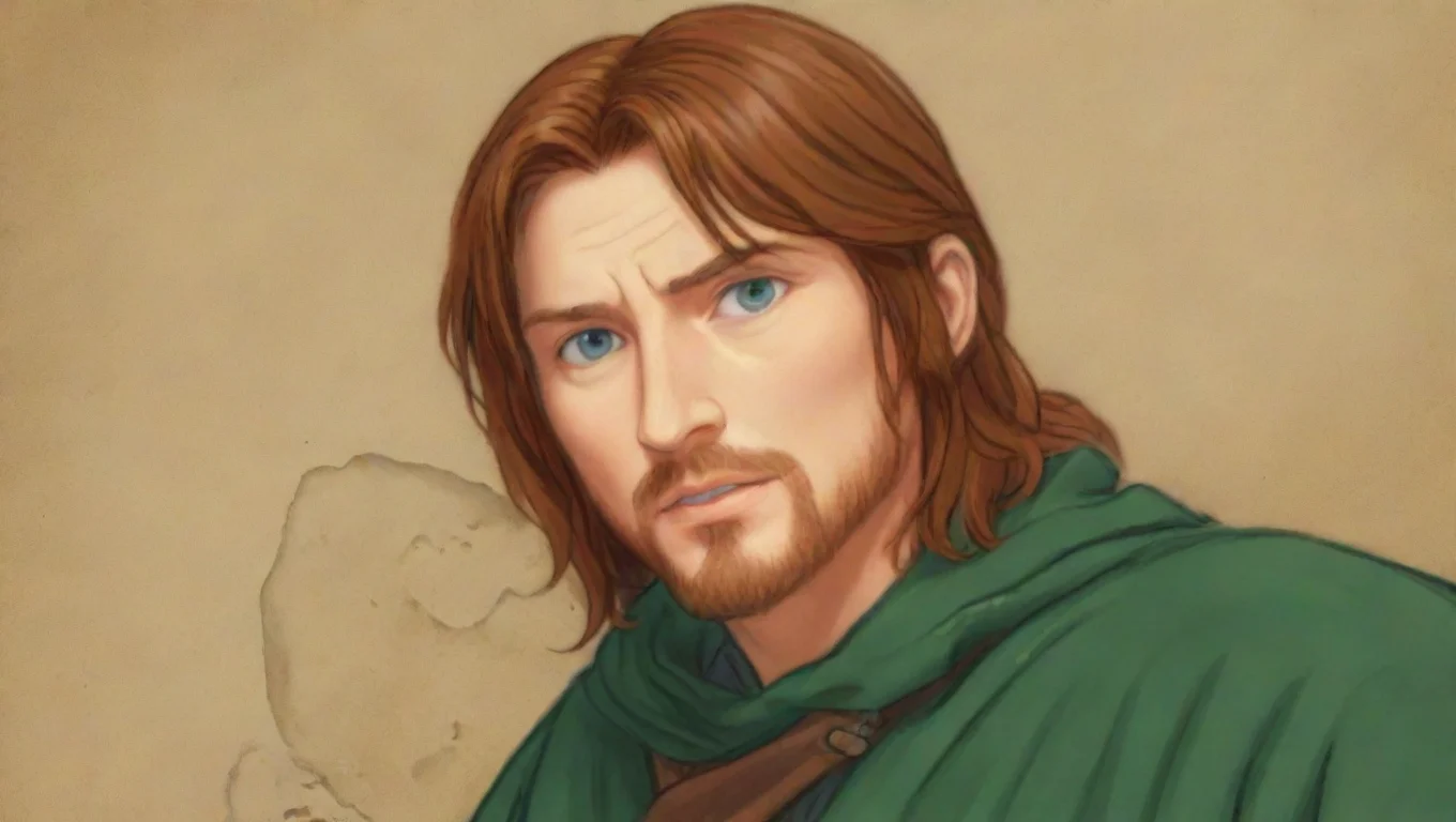 aiin the style of epic anime guy lord of the rings boromir stylized cell drawing ghibli crisp cartoon epic masculine teaching  artistic style 1
