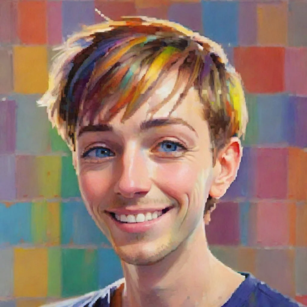 in the style of guy kindhearted smile colorful portrait artistic style 1