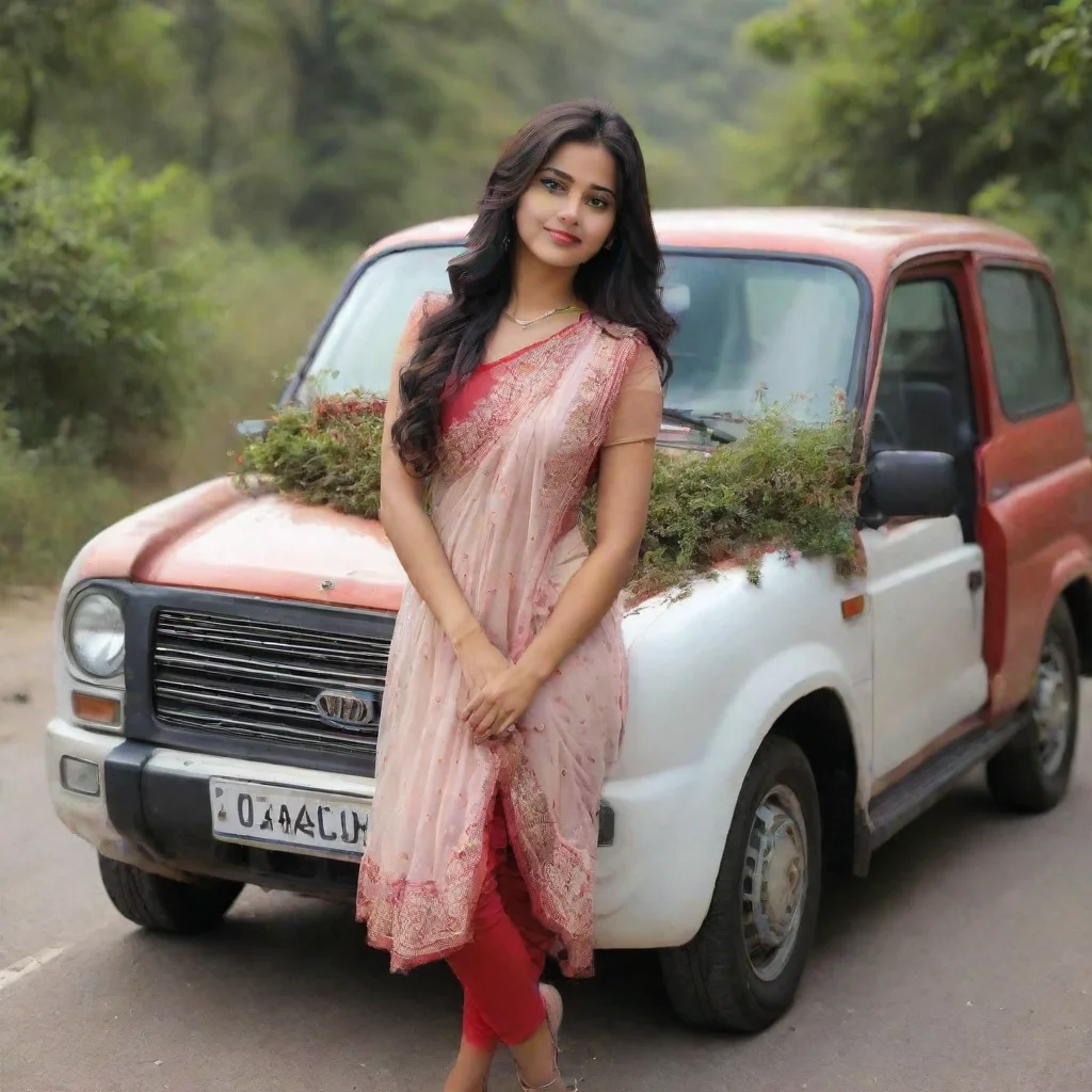 aiindian girl and car beutiful women 