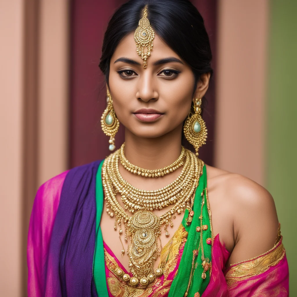 aiindian woman with nose ring and low hip chain in saree confident engaging wow artstation art 3