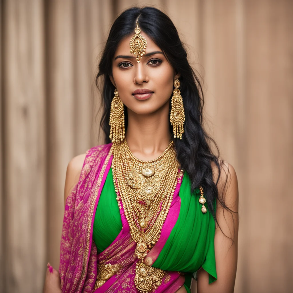 aiindian woman with nose ring and low hip chain in saree good looking trending fantastic 1