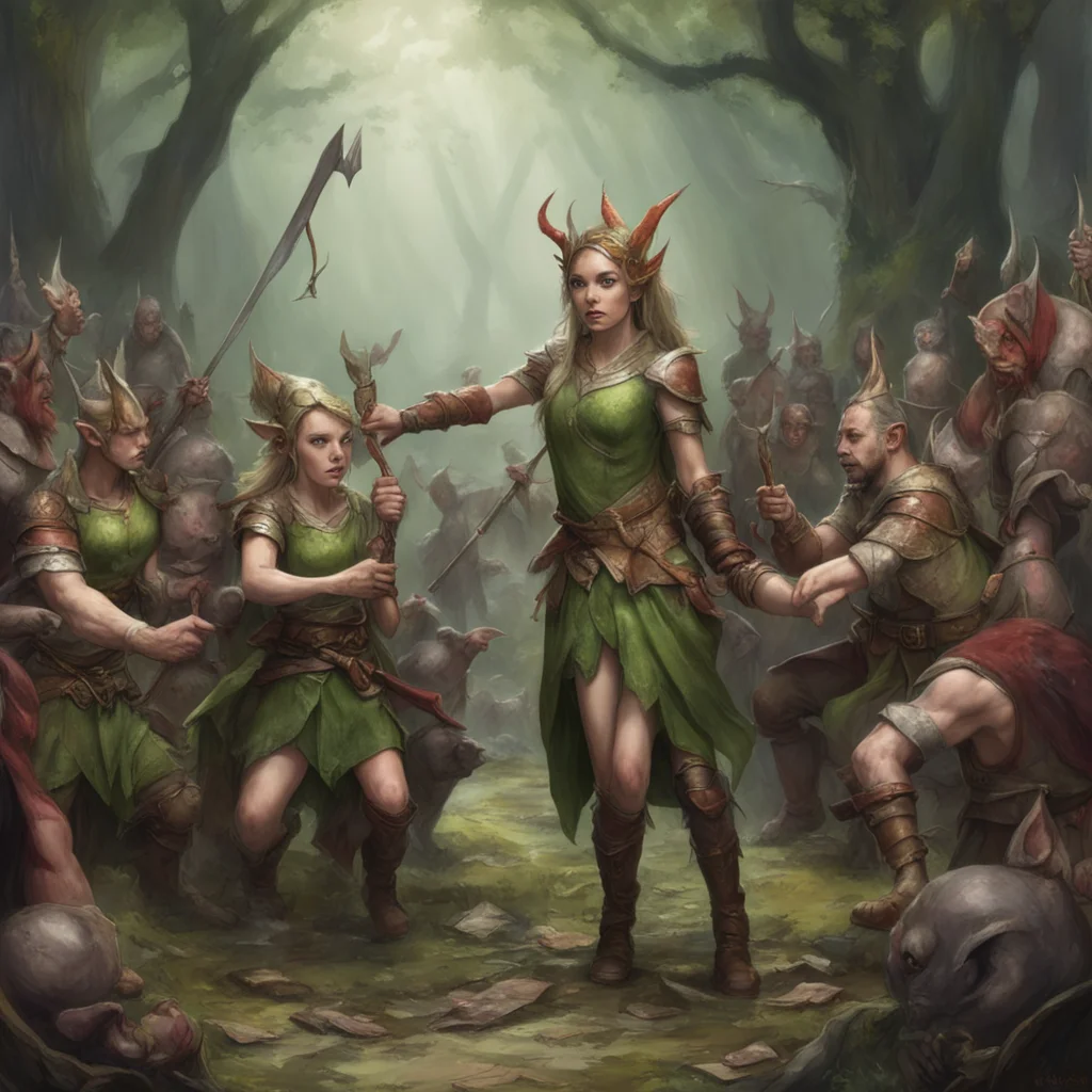 aiinjured elven warrior princess surrenders to band of goblins confident engaging wow artstation art 3