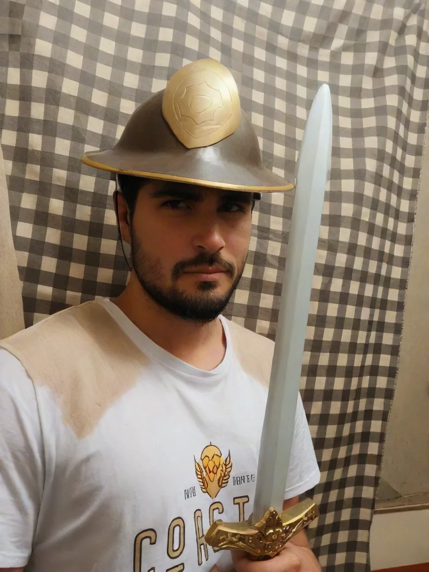 aiinspired by Warrior holding sword helmet with emblem HD anime epic masterpiece rendition 2