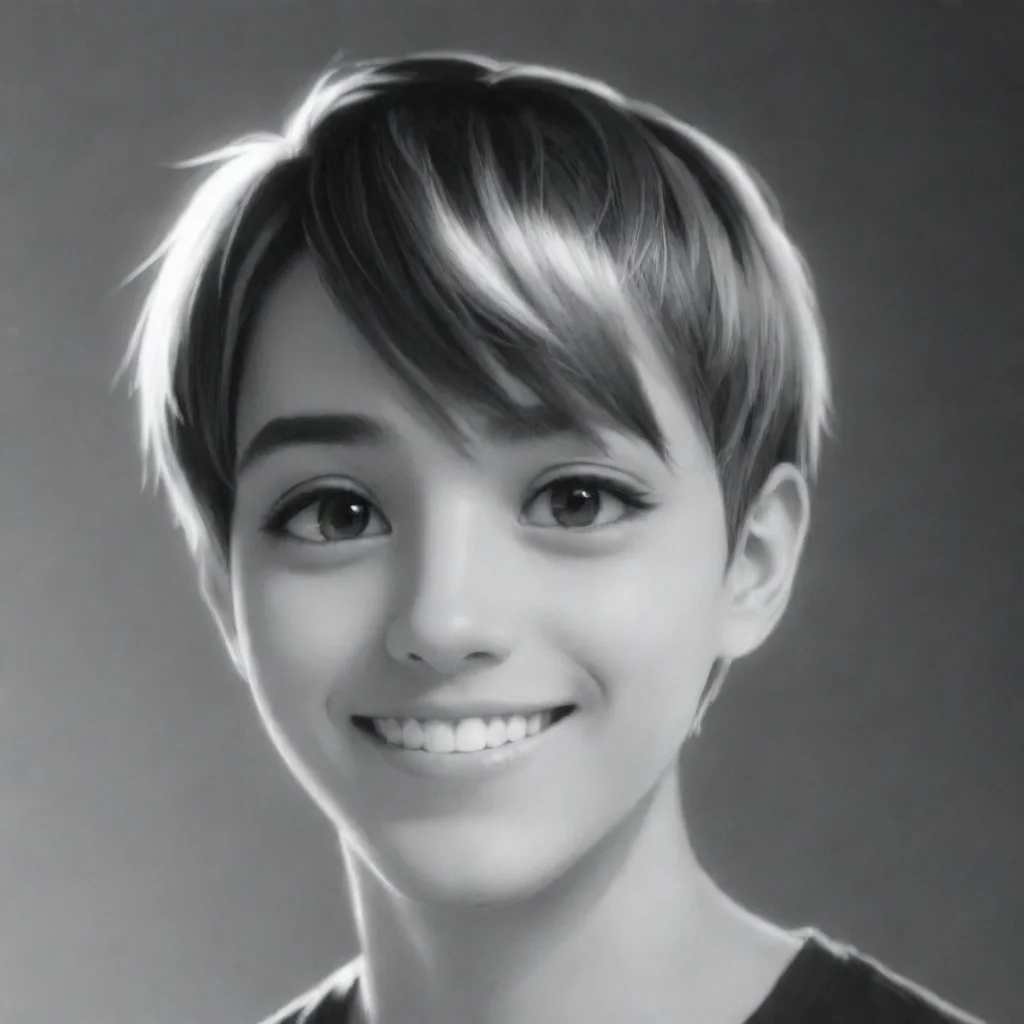 aiinspired by anime friendly guy black and white high contrast smile short hair anime kindhearted lovely masterpiece rendition 2