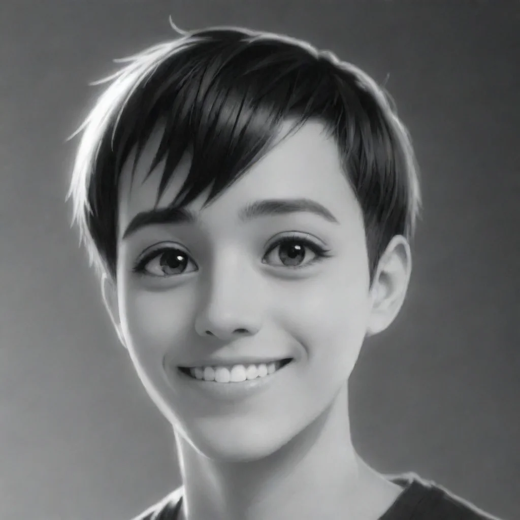 aiinspired by anime friendly guy black and white high contrast smile short hair anime kindhearted nice masterpiece rendition 2