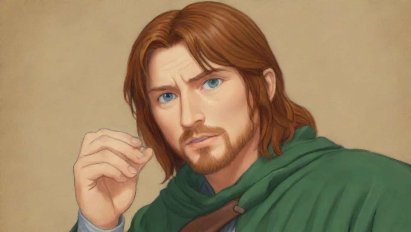 aiinspired by epic anime guy lord of the rings boromir stylized cell drawing ghibli crisp cartoon epic masculine teaching  masterpiece rendition 2