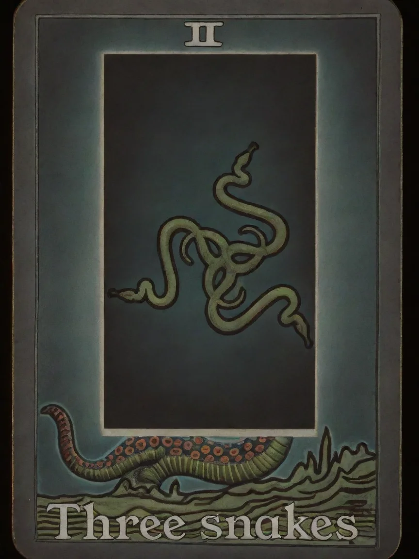 aiinspired by tarot card three snakes moody dark horror vibe masterpiece rendition 2