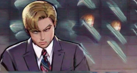 aiinspired by tv interview anime character suit news presenter blonde masculine anime character comic book art stylized dramatic look governer masterpiece rendition 2