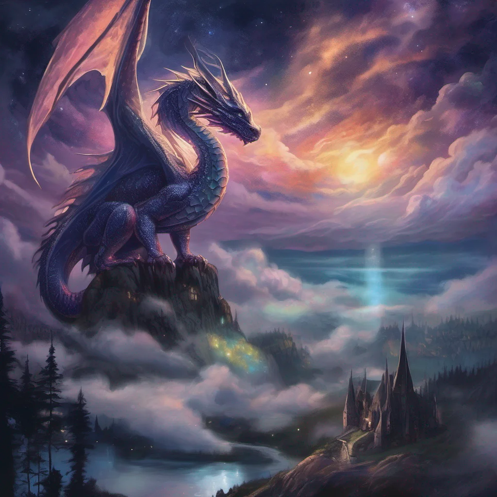 iridescent dragon fantasy art night sky confident engaging wow artstation art 3