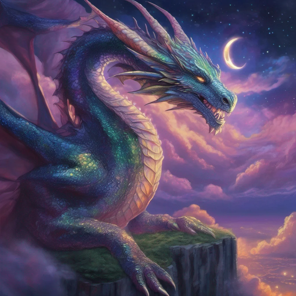 iridescent dragon fantasy art night sky good looking trending fantastic 1