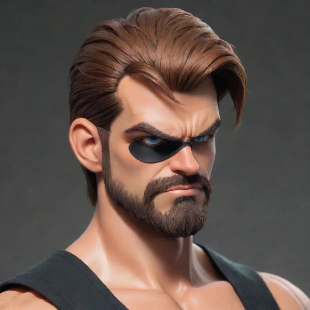 aijack dorsey shaved short hair beard eye patch ripped he man style anime hd epic artstation