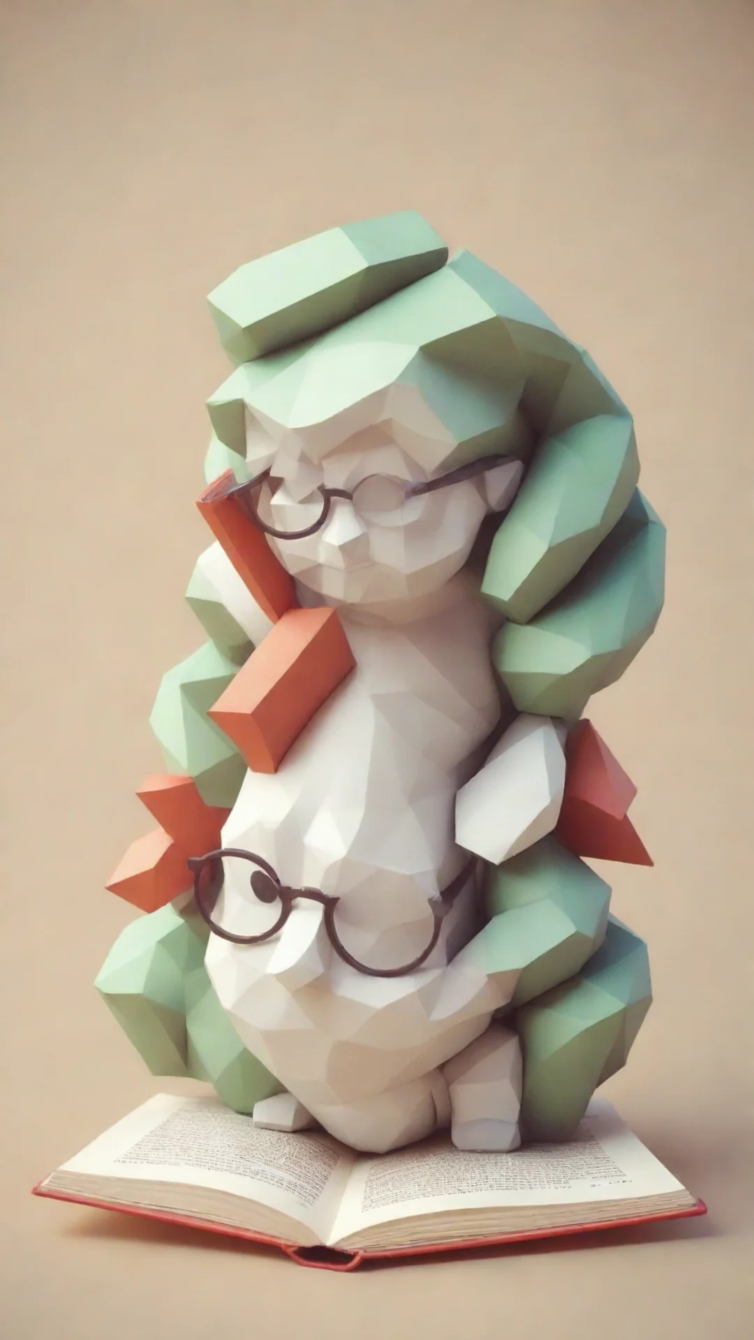 aijapanese line art low poly bookworm hdtall