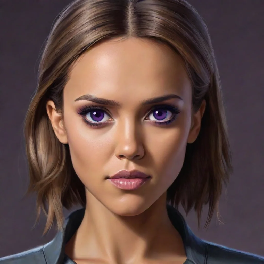 aijessica alba in star wars clone wars art style with purple eyes