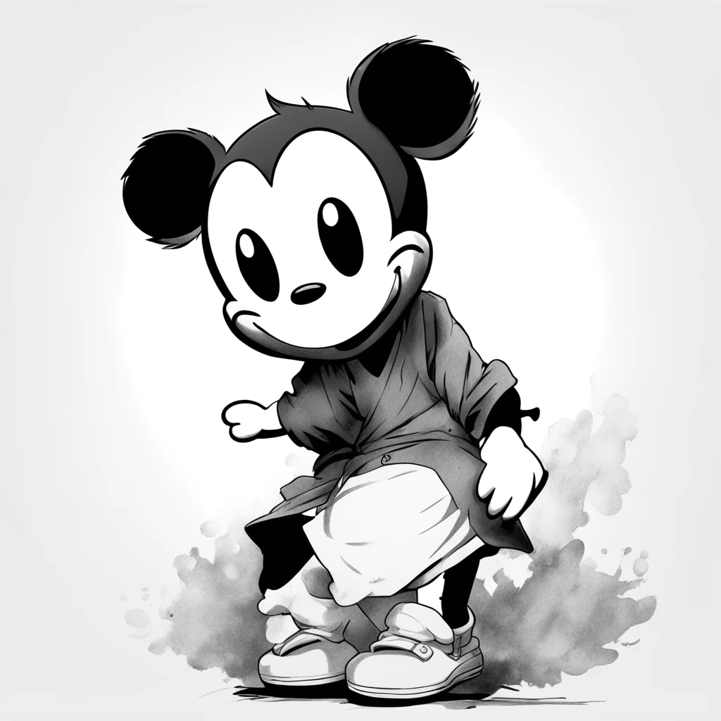 aijujutsu kaisen mickey mouse black and white sketch amazing awesome portrait 2