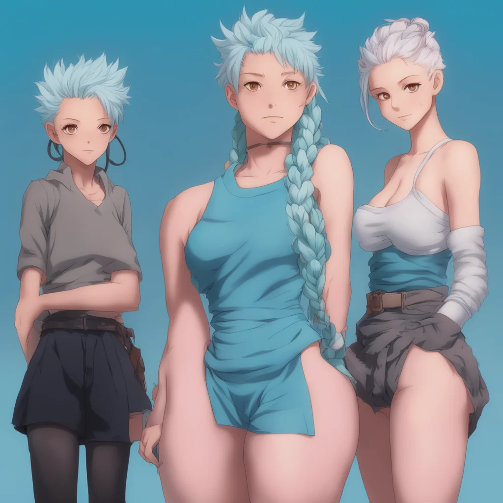 aijujutsu kaisen sorcerer light blue braided hair and the girls light skin and buff amazing awesome portrait 2