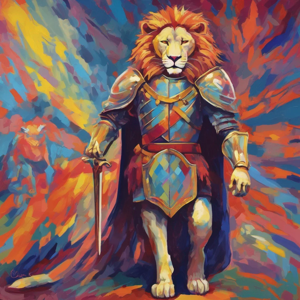 aikajiit cat lion man  fauvist knight amazing honor grace masculine strong powerful wonder  confident engaging wow artstation art 3 wide