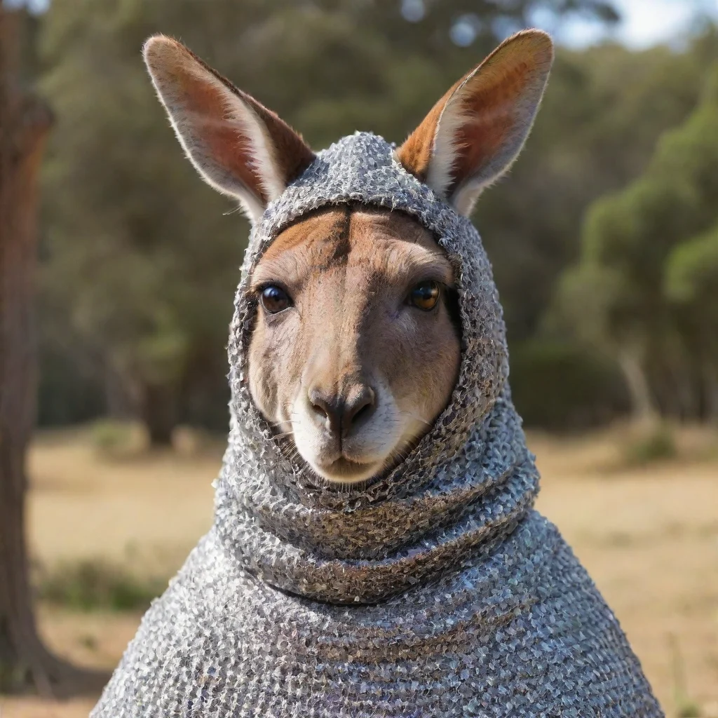 aikangaroo wearing chainmail coif