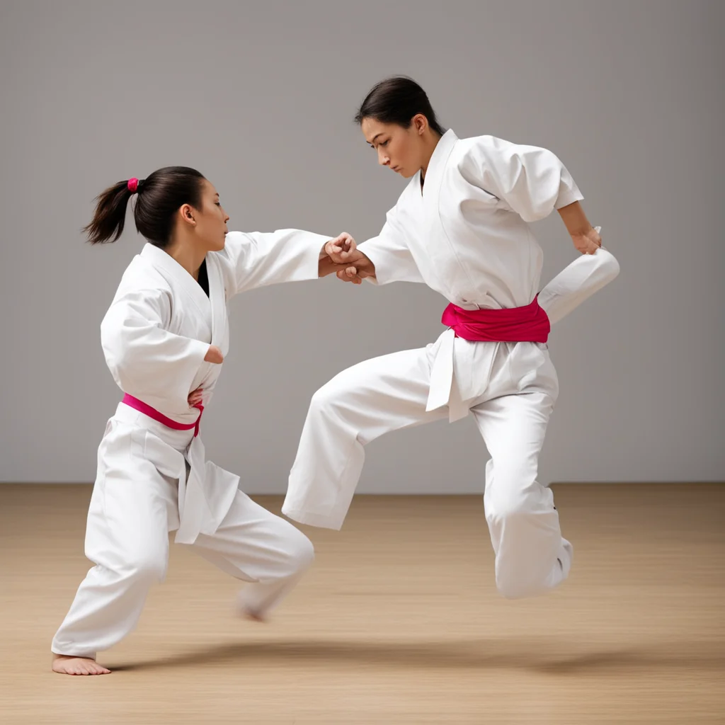 aikarate girl uses nukite techniques against an attacker