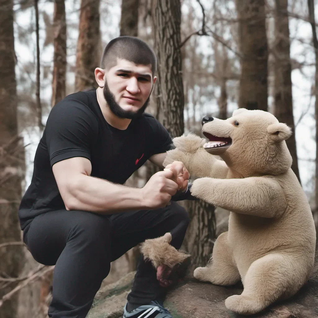 aikhabib peleando con oso confident engaging wow artstation art 3