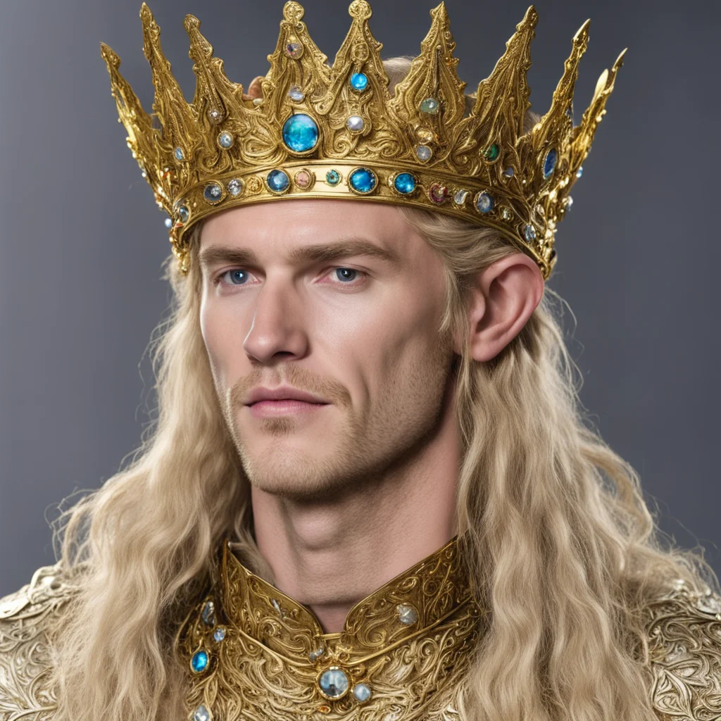 king finrod with golden elven coronet with jewels good looking trending fantastic 1