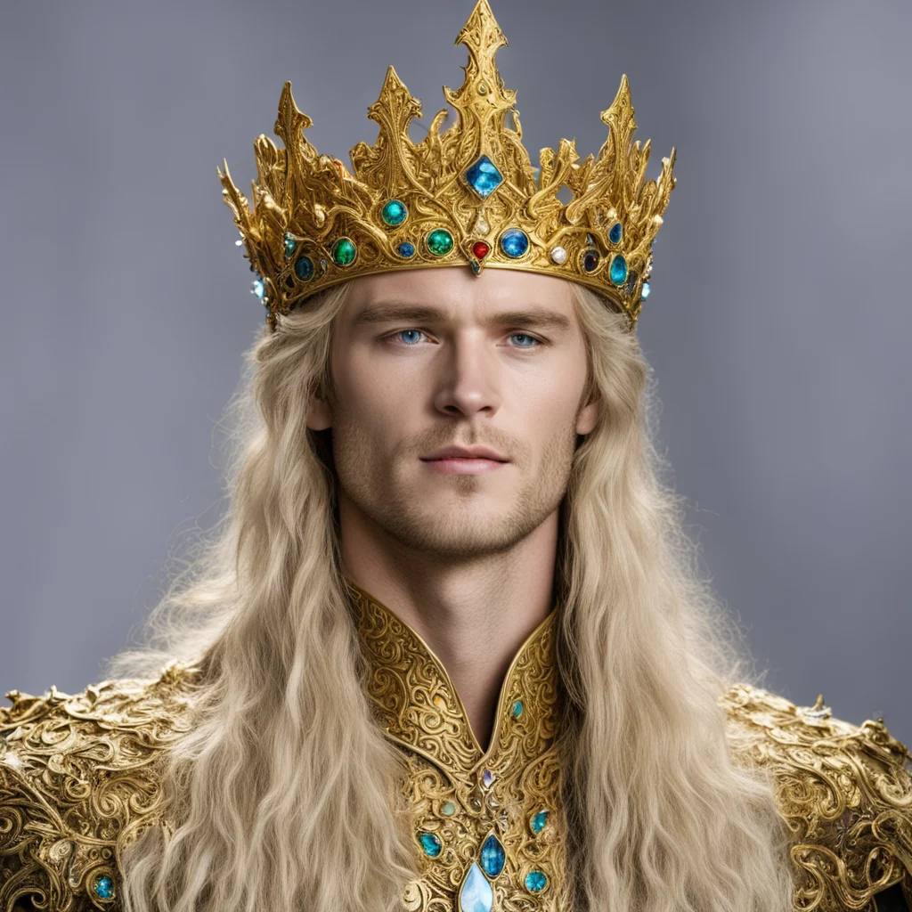 king finrod with golden elven coronet with jewels