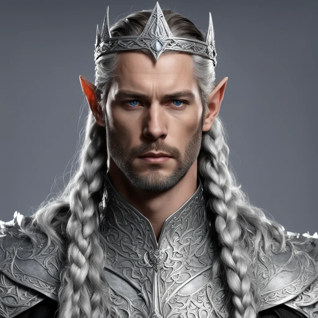 aiking gil galad with braids wearing silver elven circlet with diamonds confident engaging wow artstation art 3
