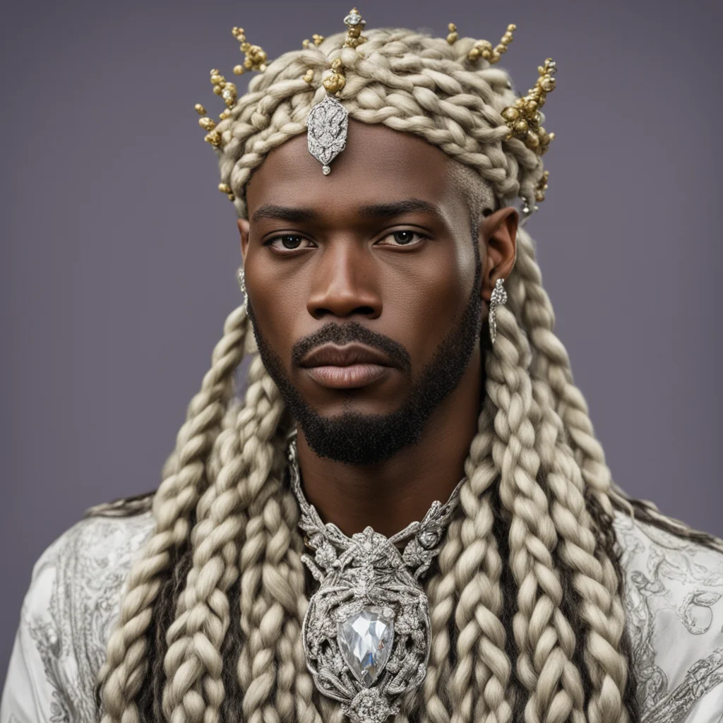 aiking oropher with blond hair and braids wearing silver twig and diamond berry with large center diamond