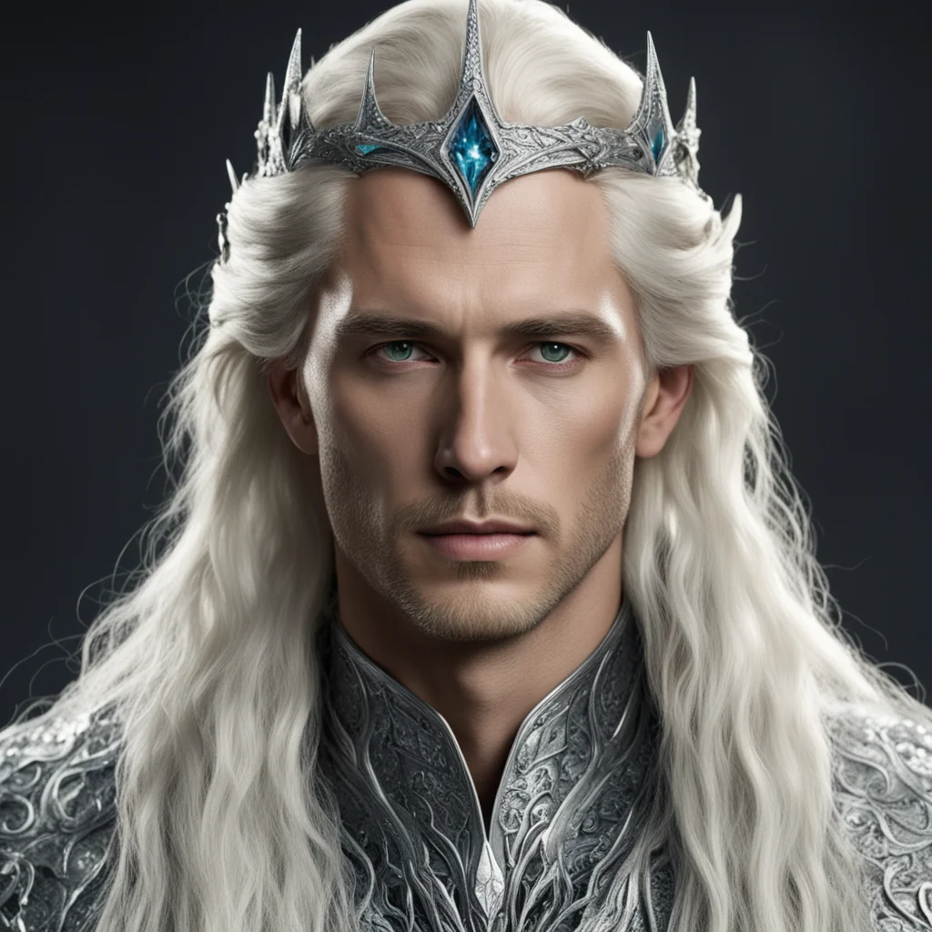 king theanduil with blond hair wearing silver serpentine intertwined with diamonds