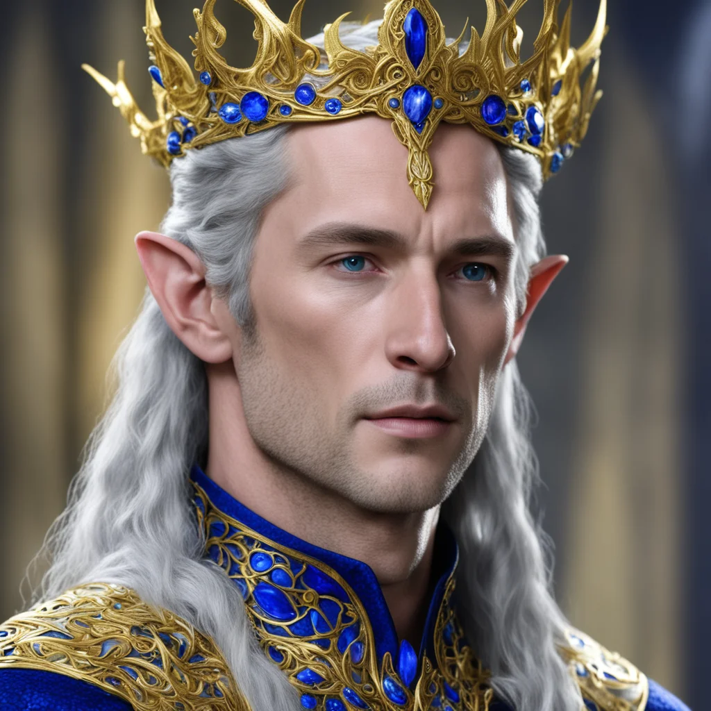 aiking thingol wearing golden elvish circlet with sapphires amazing awesome portrait 2