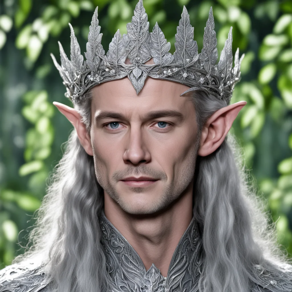 king thingol wearing silver beech leaf elven crown with diamonds good looking trending fantastic 1