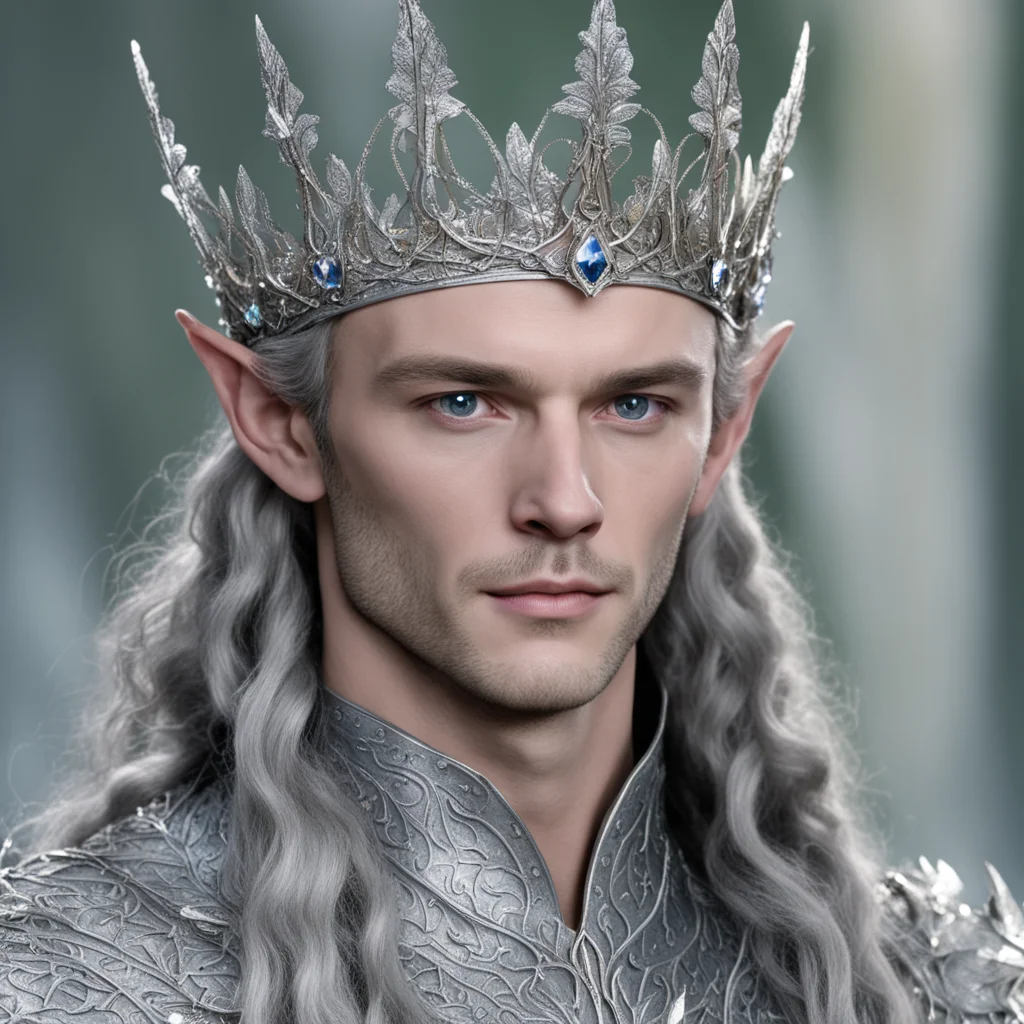 king thingol wearing silver beech leaf elven crown with diamonds