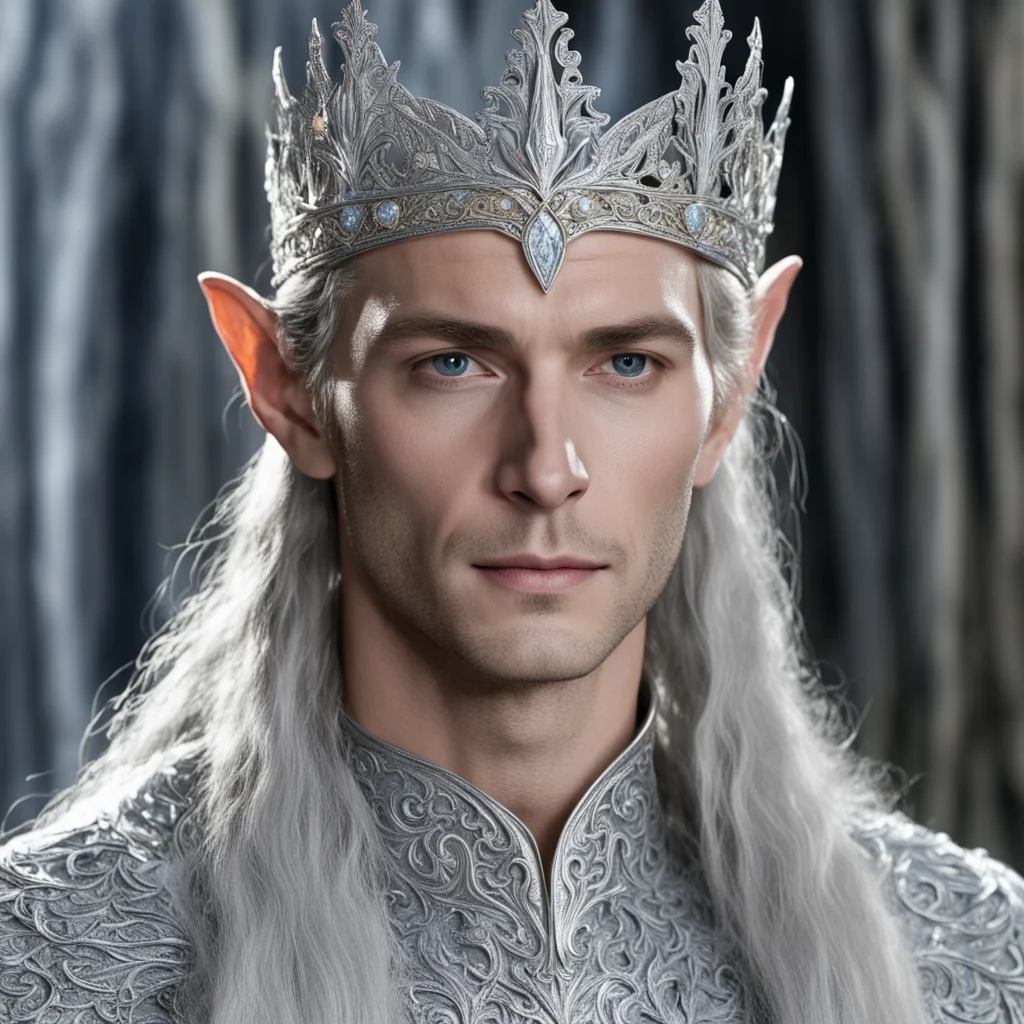 aiking thingol wearing silver elven tiara with diamonds