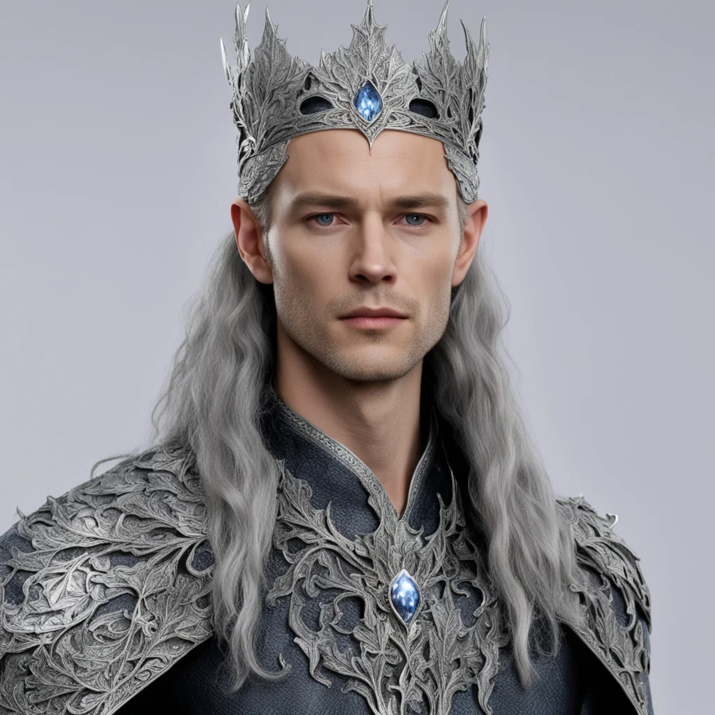 king thingol wearing silver oak leave circlet with diamond amazing awesome portrait 2