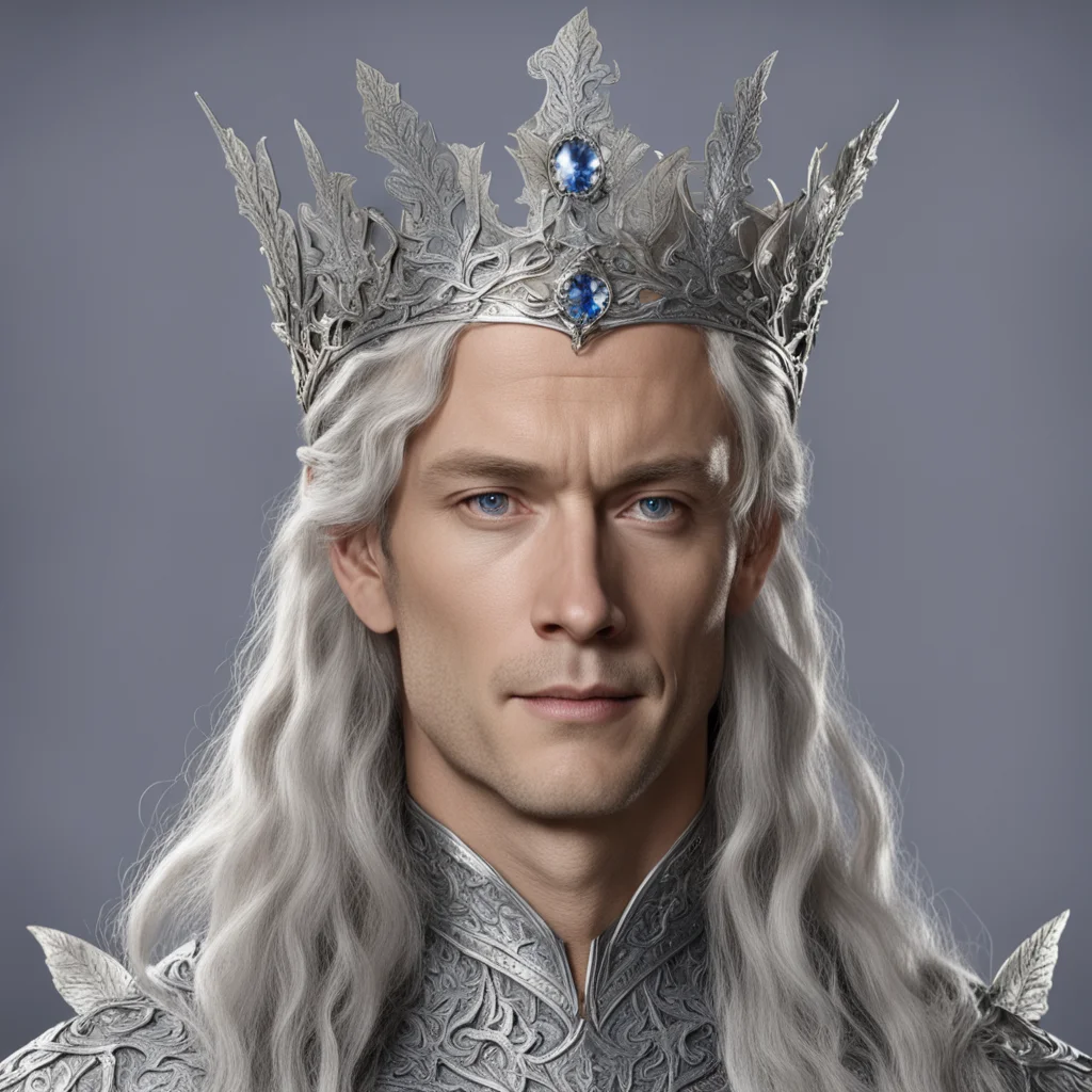 king thingol wearing silver oak leave circlet with diamond good looking trending fantastic 1